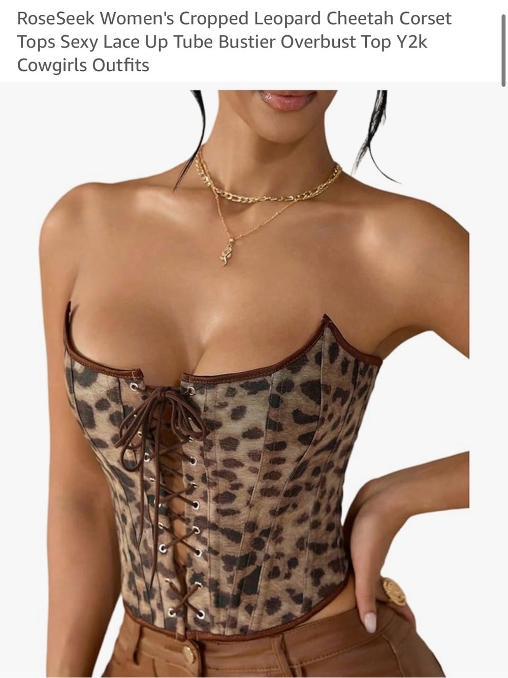 Leopard Print Lace-Up Corset Top